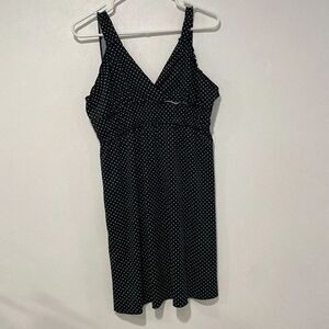 Feathers Black Polka Dot Midi Dress - Size M